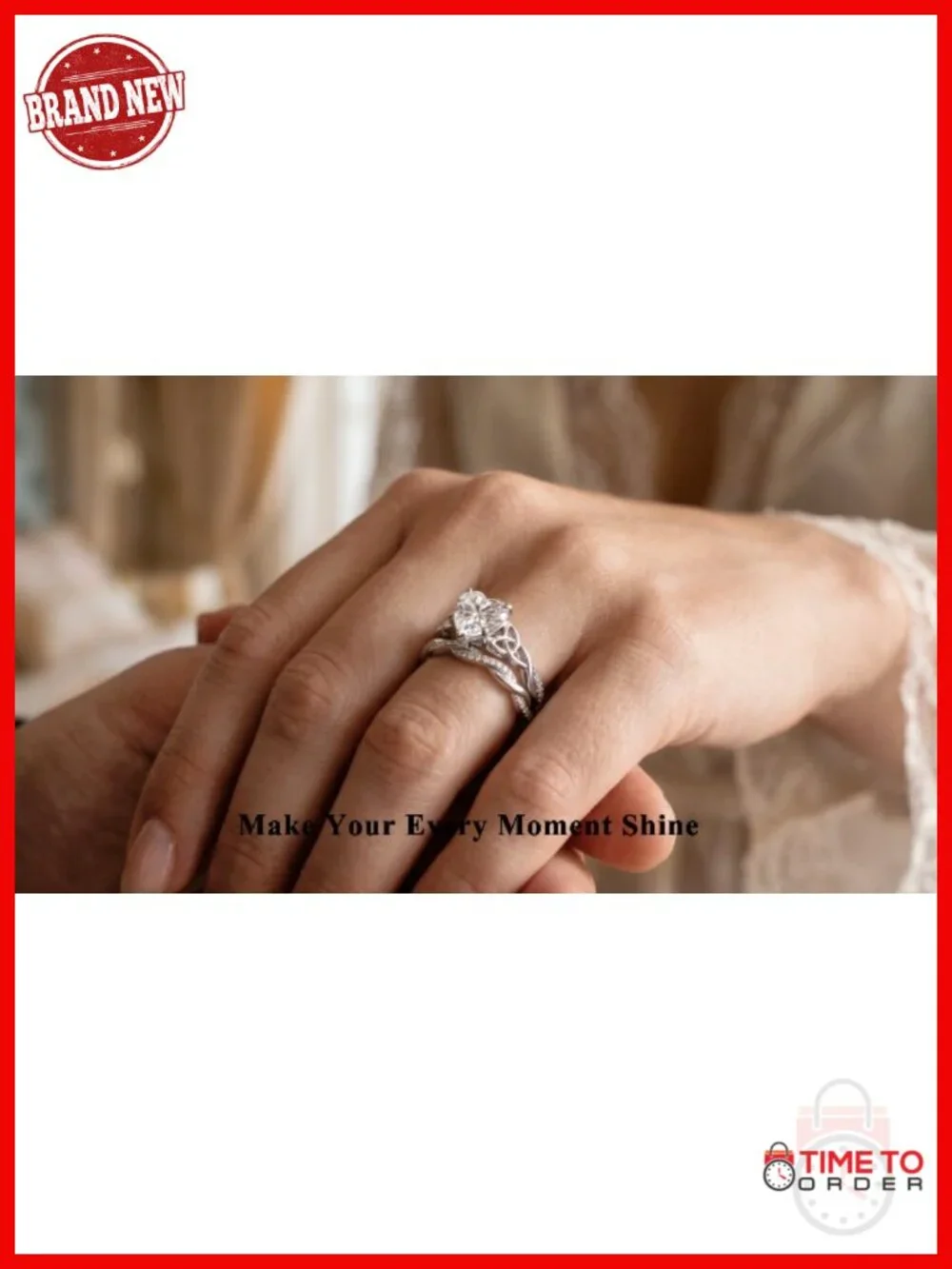 2CT Heart Cut Moissanite Engagement Ring Set 925 Sterling Silver Pave Wedding